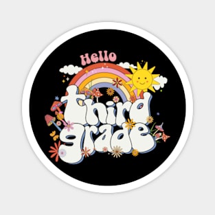 Hello 3rd grade Rainbow Groovy Back To School Teacher Kid Magnet